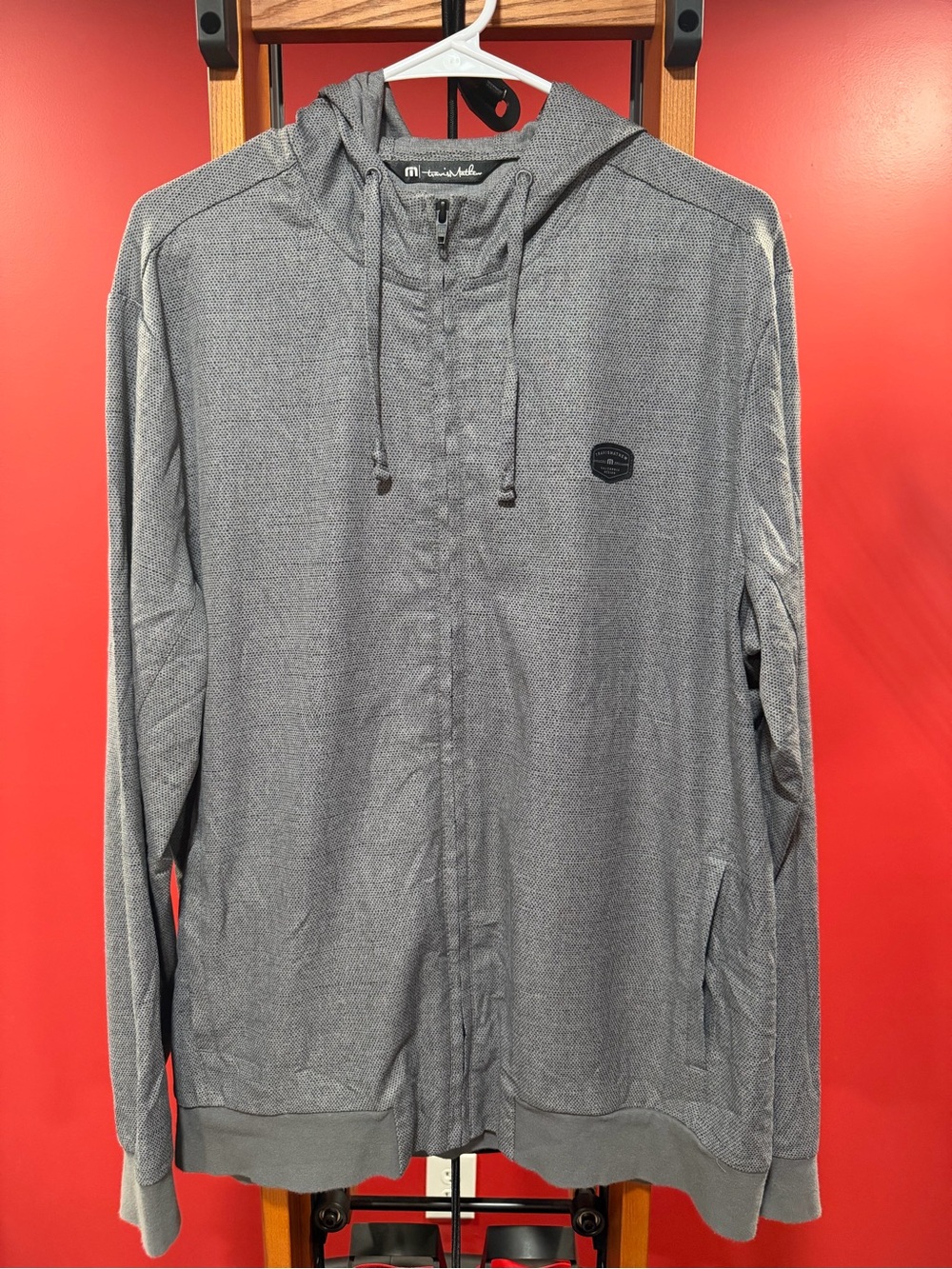 TravisMathew Full Zip Performance Hoodie Gray Stretch Golf Jacket Men’s L